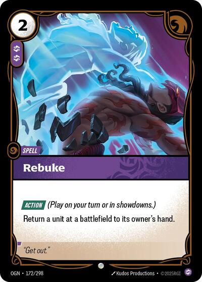 Rebuke (OGN) #172/298 Common Origins Riftbound: League of Legends Trading Card Game: 2025