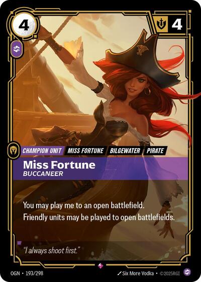 Miss Fortune - Buccaneer (OGN) #193/298 Rare (Foil Near Mint) Origins Riftbound: League of Legends Trading Card Game: 2025