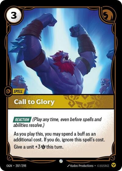 Call to Glory (OGN) #207/298 Common (Near Mint) Origins Riftbound: League of Legends Trading Card Game: 2025