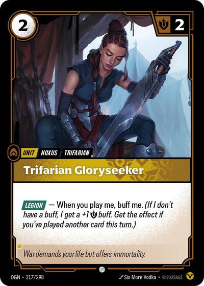 Trifarian Gloryseeker (OGN) #217/298 Common (Near Mint) Origins Riftbound: League of Legends Trading Card Game: 2025