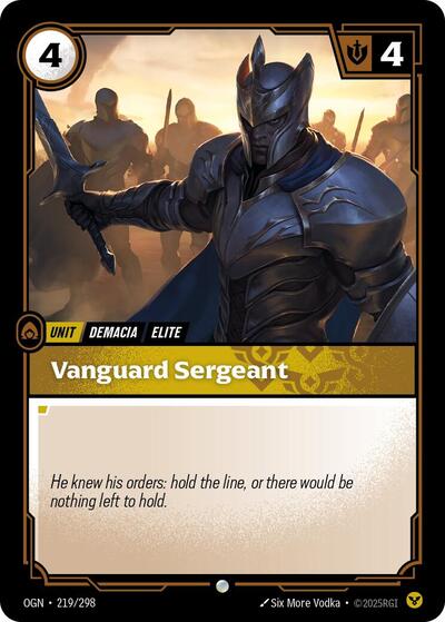 Vanguard Sergeant (OGN) #219/298 Common (Near Mint) Origins Riftbound: League of Legends Trading Card Game: 2025