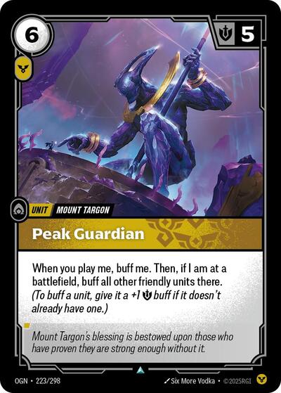 Peak Guardian (OGN) #223/298 Uncommon (Near Mint) Origins Riftbound: League of Legends Trading Card Game: 2025