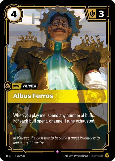 2025 Riftbound League of Legends Trading Card Game: Origins (OGN) - Albus Ferros (#230/298, Rare) (Foil, Near Mint)