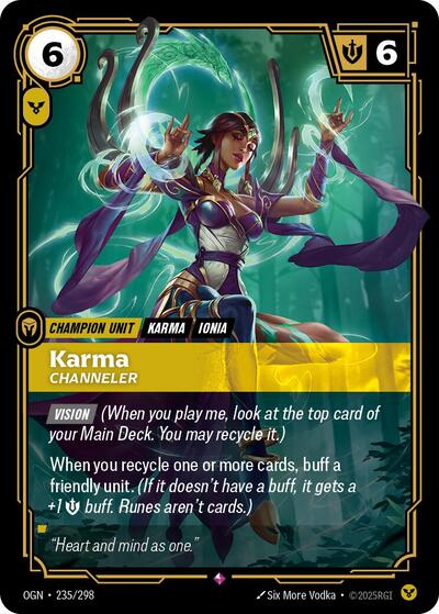 Karma - Channeler (OGN) #235/298 Rare (Foil Near Mint) Origins Riftbound: League of Legends Trading Card Game: 2025