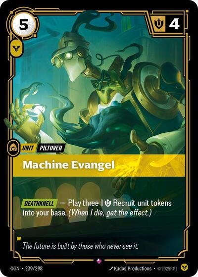 Machine Evangel (OGN) #239/298 Rare (Foil Near Mint) Origins Riftbound: League of Legends Trading Card Game: 2025