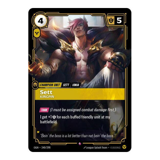 Sett Kingpin (OGN) #240/298 Rare (Foil Near Mint) Origins Riftbound: League of Legends Trading Card Game: 2025
