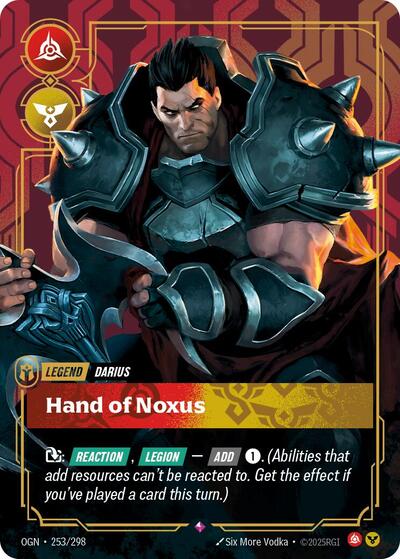 Darius - Hand of Noxus (OGN) #253/298 Rare (Foil Near Mint) Origins Riftbound: League of Legends Trading Card Game: 2025