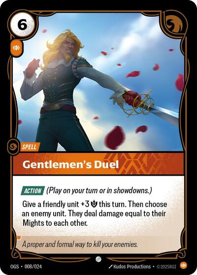 Gentlemen's Duel (OGS) #008/024 Common (Near Mint) Origins: Proving Grounds Riftbound: League of Legends Trading Card Game: 2025