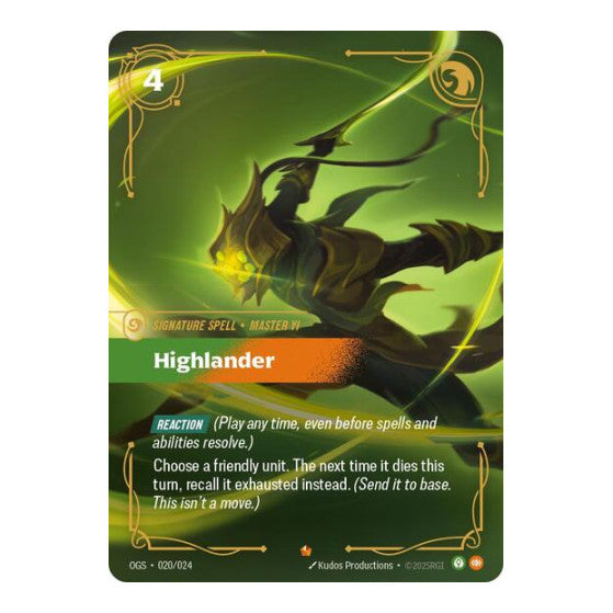 Highlander (OGS) #020/024 Epic (Near Mint) Origins: Proving Grounds Riftbound: League of Legends Trading Card Game: 2025