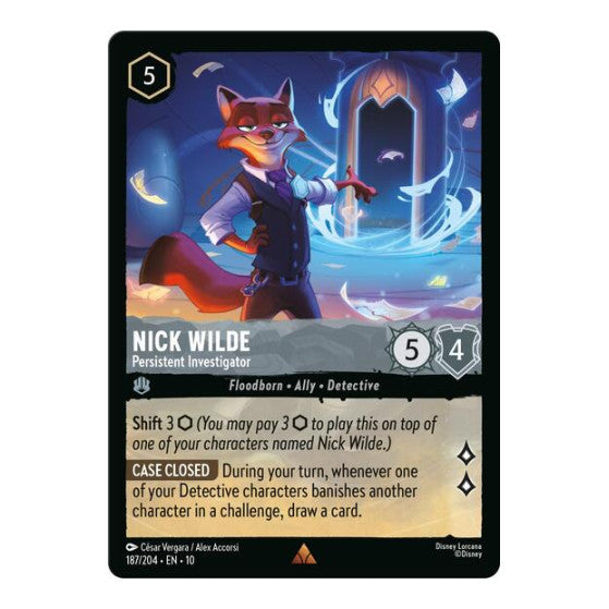 Nick Wilde - Persistent Investigator (10) #187/204 Rare (Near Mint) Whispers in the Well Disney Lorcana: 2025