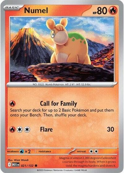 Numel (MEG) #021/132 Common (Reverse Holofoil Moderately Played) ME01: Mega Evolution Pokemon: 2025