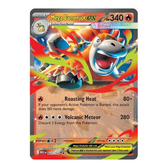 Mega Camerupt ex - 022/132 (MEG) #022/132 Double Rare (Holofoil Near Mint) ME01: Mega Evolution Pokemon: 2025