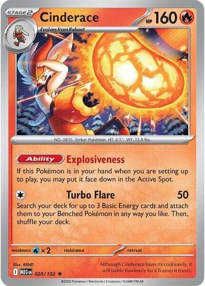 Cinderace (MEG) #028/132 Rare ME01: Mega Evolution Pokemon: 2025