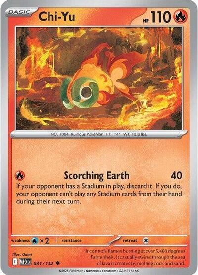 Chi-Yu (MEG) #031/132 Uncommon (Reverse Holofoil Moderately Played) ME01: Mega Evolution Pokemon: 2025