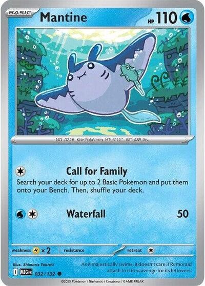 Mantine (MEG) #032/132 Common (Reverse Holofoil Moderately Played) ME01: Mega Evolution Pokemon: 2025