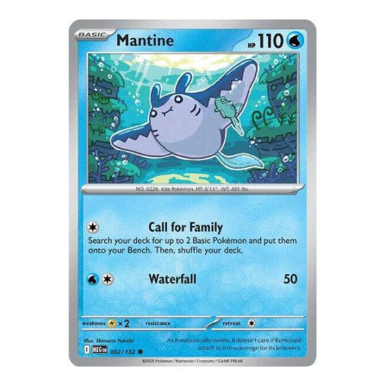 Mantine (MEG) #032/132 Common (Reverse Holofoil Moderately Played) ME01: Mega Evolution Pokemon: 2025
