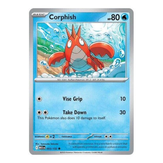 Corphish (MEG) #033/132 Common (Reverse Holofoil Moderately Played) ME01: Mega Evolution Pokemon: 2025
