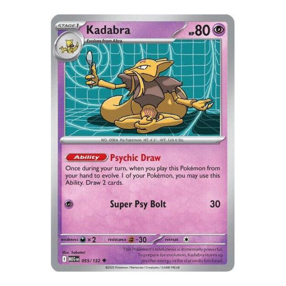 Kadabra (MEG) #055/132 Uncommon (Reverse Holofoil Near Mint) ME01: Mega Evolution Pokemon: 2025