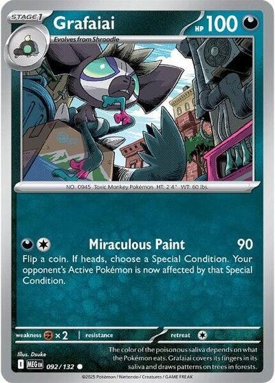 Grafaiai (MEG) #092/132 Common (Reverse Holofoil Moderately Played) ME01: Mega Evolution Pokemon: 2025