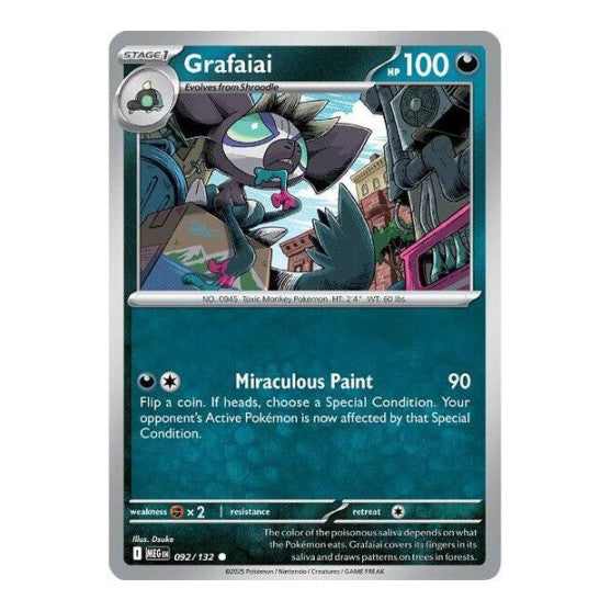 Grafaiai (MEG) #092/132 Common (Reverse Holofoil Moderately Played) ME01: Mega Evolution Pokemon: 2025