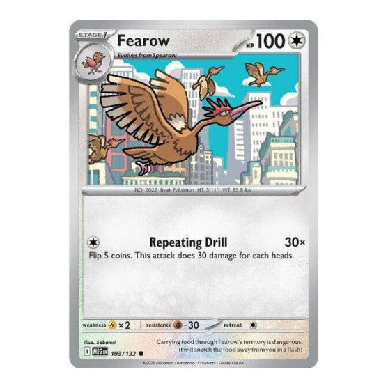 Fearow (MEG) #103/132 Common (Reverse Holofoil Moderately Played) ME01: Mega Evolution Pokemon: 2025