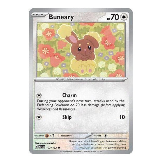 Buneary (MEG) #107/132 Common (Reverse Holofoil Moderately Played) ME01: Mega Evolution Pokemon: 2025