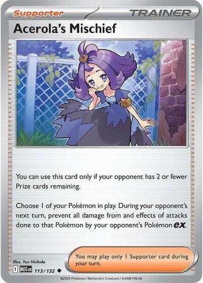 Acerola's Mischief - 113/132 (MEG) #113/132 Uncommon (Reverse Holofoil Moderately Played) ME01: Mega Evolution Pokemon: 2025