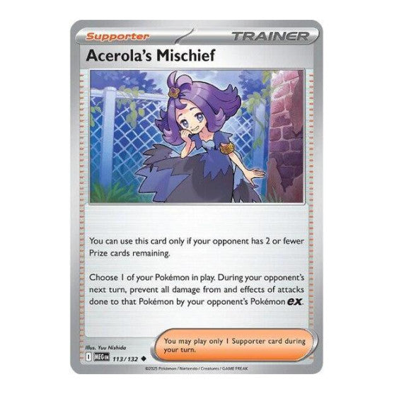 Acerola's Mischief - 113/132 (MEG) #113/132 Uncommon (Reverse Holofoil Moderately Played) ME01: Mega Evolution Pokemon: 2025