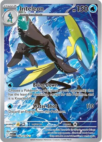 Inteleon 142 132 (MEG) #142/132 Illustration Rare (Holofoil Near Mint) ME01: Mega Evolution Pokemon: 2025