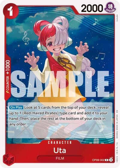 Uta (Reprint) (PRB-02) #OP09-002 Rare (Foil Lightly Played) Premium Booster -The Best- Vol. 2 One Piece Card Game: 2025