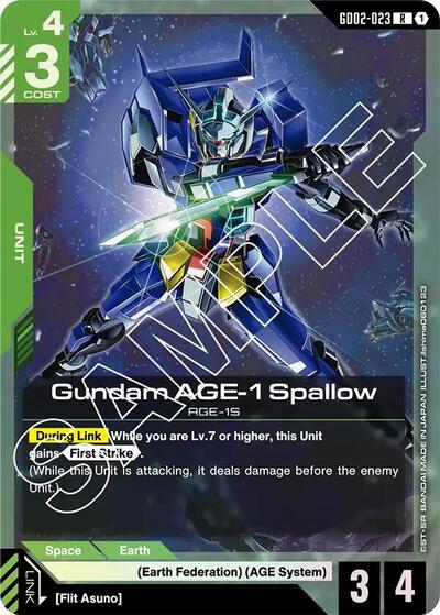 Gundam AGE-1 Spallow (GD02) #GD02-023 Rare (Holofoil Near Mint) Dual Impact Gundam Card Game: 2025