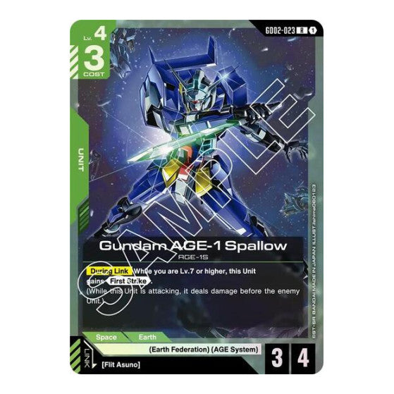 Gundam AGE 1 Spallow (GD02) #GD02-023 Rare (Holofoil Near Mint) Dual Impact Gundam Card Game: 2025