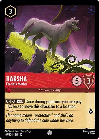 Raksha - Fearless Mother (10) #107/204 Common (Near Mint) Whispers in the Well Disney Lorcana: 2025