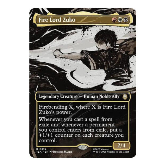 Fire Lord Zuko (Borderless) (TLA) #315 Rare (Foil Near Mint) Avatar: The Last Airbender Magic: The Gathering: 2025