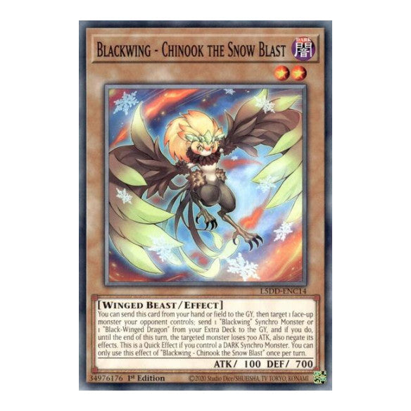 Blackwing - Chinook the Snow Blast (L5DD) #L5DD-ENC14 Common / Short Print (1st Edition Lightly Played) Legendary 5D's Decks YuGiOh: 2025