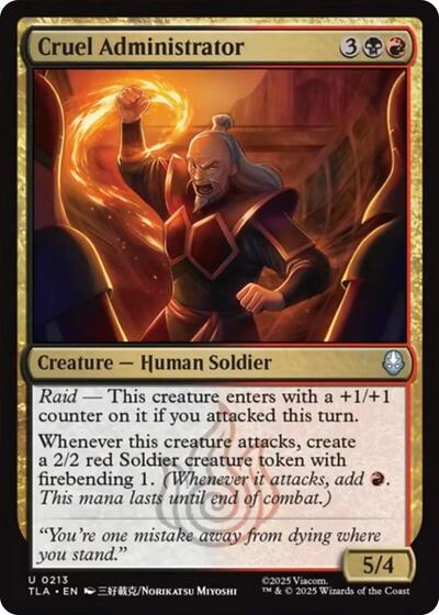 Cruel Administrator (TLA) #213 Uncommon (Lightly Played) Avatar: The Last Airbender Magic: The Gathering: 2025