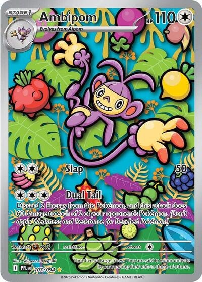 Ambipom - 107/094 (PFL) #107/094 Illustration Rare (Holofoil Near Mint) ME02: Phantasmal Flames Pokemon: 2025