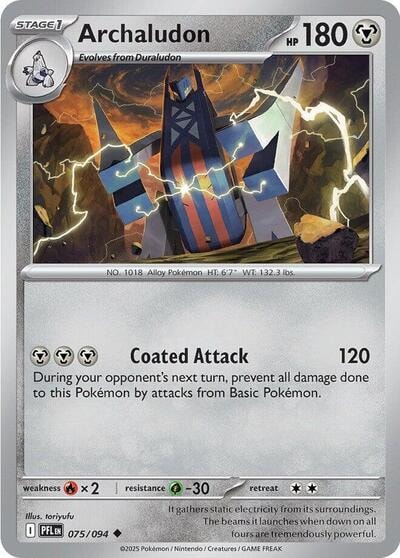Archaludon (PFL) #075/094 Uncommon (Reverse Holofoil Moderately Played) ME02: Phantasmal Flames Pokemon: 2025