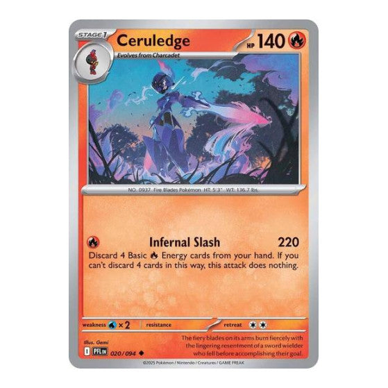 Ceruledge (PFL) #020/094 Uncommon (Near Mint) ME02: Phantasmal Flames Pokemon: 2025