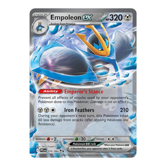 Empoleon ex - 070/094 (PFL) #070/094 Double Rare (Holofoil Near Mint) ME02: Phantasmal Flames Pokemon: 2025
