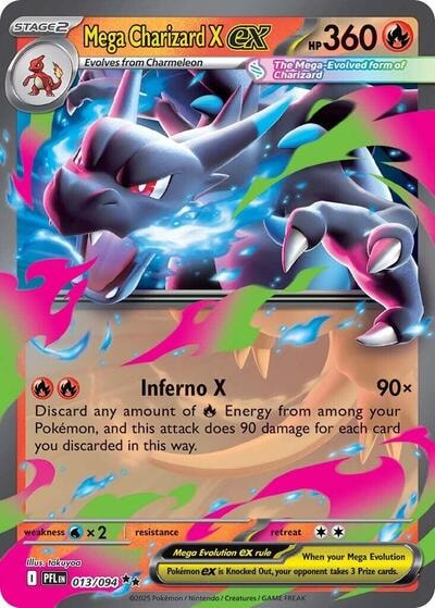 Mega Charizard X ex 013 094 (PFL) #013/094 Double Rare (Holofoil Near Mint) ME02: Phantasmal Flames Pokemon: 2025
