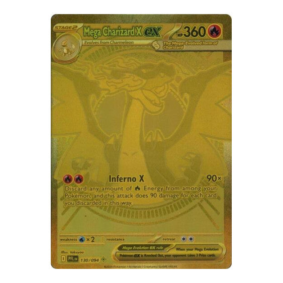 Mega Charizard X ex - 130/094 (PFL) #130/094 Mega Hyper Rare (Holofoil Near Mint) ME02: Phantasmal Flames Pokemon: 2025