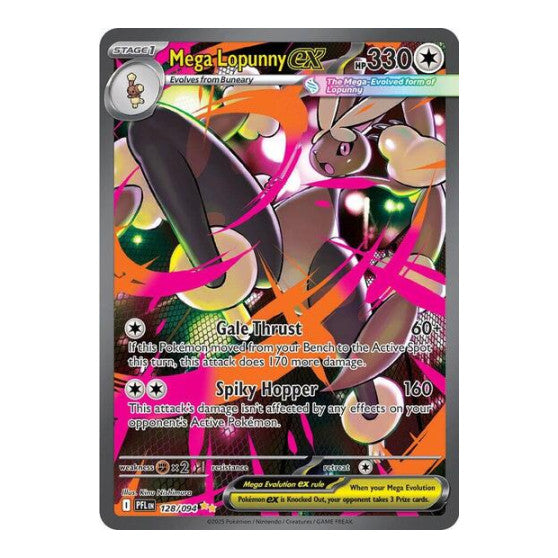 Mega Lopunny ex - 128/094 (PFL) #128/094 Special Illustration Rare (Holofoil Near Mint) ME02: Phantasmal Flames Pokemon: 2025