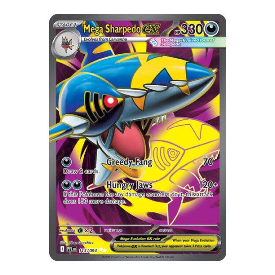 Mega Sharpedo ex - 113/094 (PFL) #113/094 Ultra Rare (Holofoil Near Mint) ME02: Phantasmal Flames Pokemon: 2025
