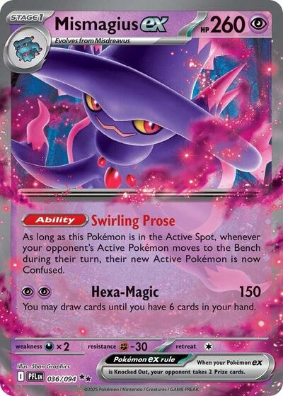 Mismagius ex 036 094 (PFL) #036/094 Double Rare (Holofoil Near Mint) ME02: Phantasmal Flames Pokemon: 2025