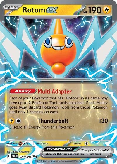 Rotom ex 029 094 (PFL) #029/094 Double Rare (Holofoil Near Mint) ME02: Phantasmal Flames Pokemon: 2025