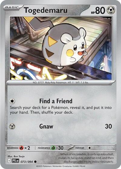 Togedemaru 073 094 (PFL) #073/094 Common (Near Mint) ME02: Phantasmal Flames Pokemon: 2025