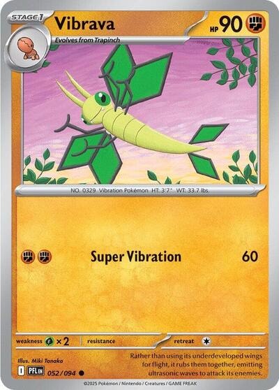 Vibrava (PFL) #052/094 Common (Reverse Holofoil Moderately Played) ME02: Phantasmal Flames Pokemon: 2025