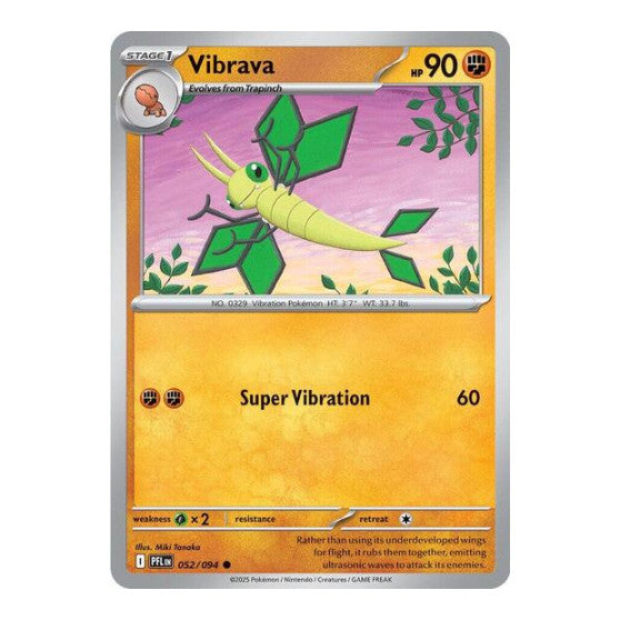 Vibrava (PFL) #052/094 Common (Reverse Holofoil Moderately Played) ME02: Phantasmal Flames Pokemon: 2025