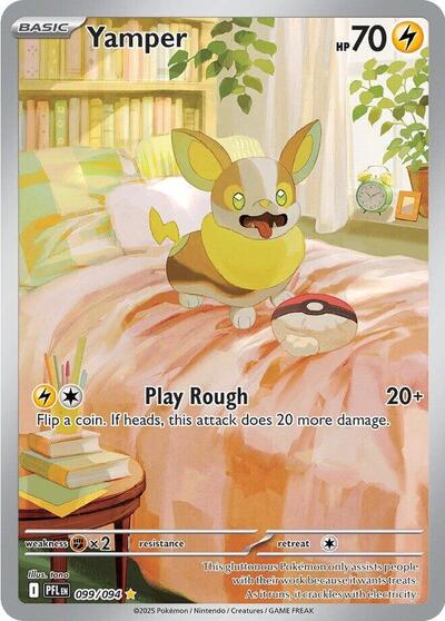 Yamper 099 094 (PFL) #099/094 Illustration Rare (Holofoil Near Mint) ME02: Phantasmal Flames Pokemon: 2025